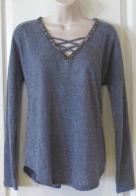 Jennifer Lopez Embellished Strappy L/S Top EVENTIDE Women's Sz S NWT MSRP$44