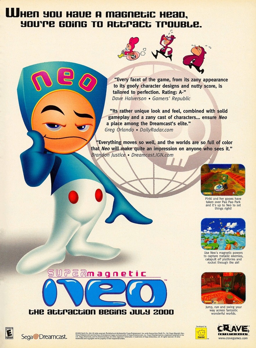 Super Magnetic Neo Sega Dreamcast Game Promo Ad Wall Art Print