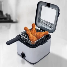 Electric Deep Fryer With Basket Small Fryer Stainless Steel Fish Fryer 1KW 2.5L!