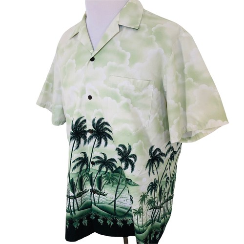 Vintage RJC Camp Hawaiian Shirt Mens XL Palm Pineapple Volcano Green USA MADE - Picture 11 of 11