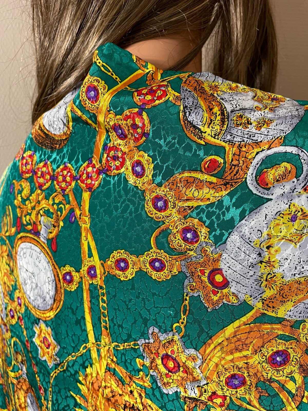 BOUCHARA Patterned Green Chic Scarf - image 6