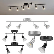 1/2/3/6 Light GU10 LED Track Lighting Kit Flush Mount Ceiling Spot Light Fixture