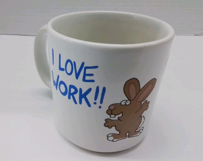 Vintage Bevvy England Rabbits With Net Chasing Rabbit who Loves Work Mug
