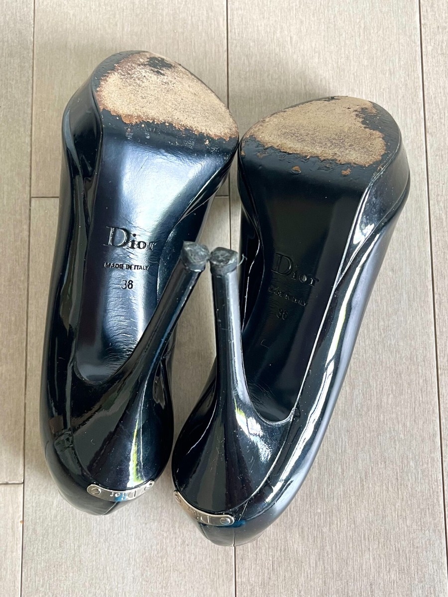Christian Dior ブラックオープントゥハイヒール Christian Dior Black Open-toe Heels - Vintage Designer Shoes