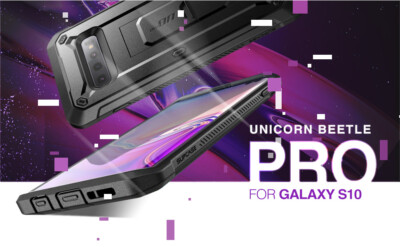 SUPCASE For Galaxy S10, Dual Layer Kickstand Case w/ 3D Curved Screen Protector