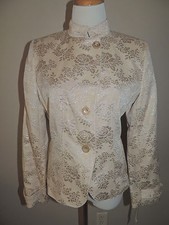 NWT JONES N Y TAN W/GOLD METALLIC COTTON BLEND 3 BUTTON BLAZER SIZE 6 RTL 199