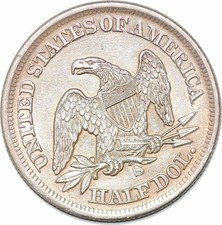 S7265 scarso USA 50 centesimi mezzo dollaro Liberty seduto argento 1861 S! AU