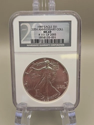 1989 American Silver Eagle Dollar NGC MS69 - 20th Anniversary Coll