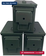 M2A1 50 Cal Ammo Can (11" x 5.5" x 7", Pack of 3) - Empty Ammo Storage Box w/Wat