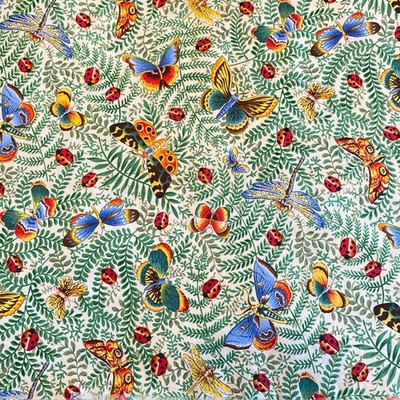 2 YD Butterfly Dragonfly Ladybug Fabric Hoffman International Cotton