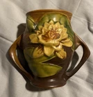 Vintage Roseville Art Pottery Water Lily Double Handled Vase 71-4