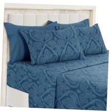 LUX D cor Paisley Cal King Sheet Set   6 California King Paisley Navy Blue