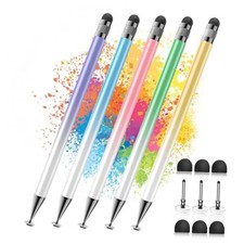 Stylus 5 Pcs ,2-in-1 Stylus Pen for Pink/Yellow/Green/Blue/Purple
