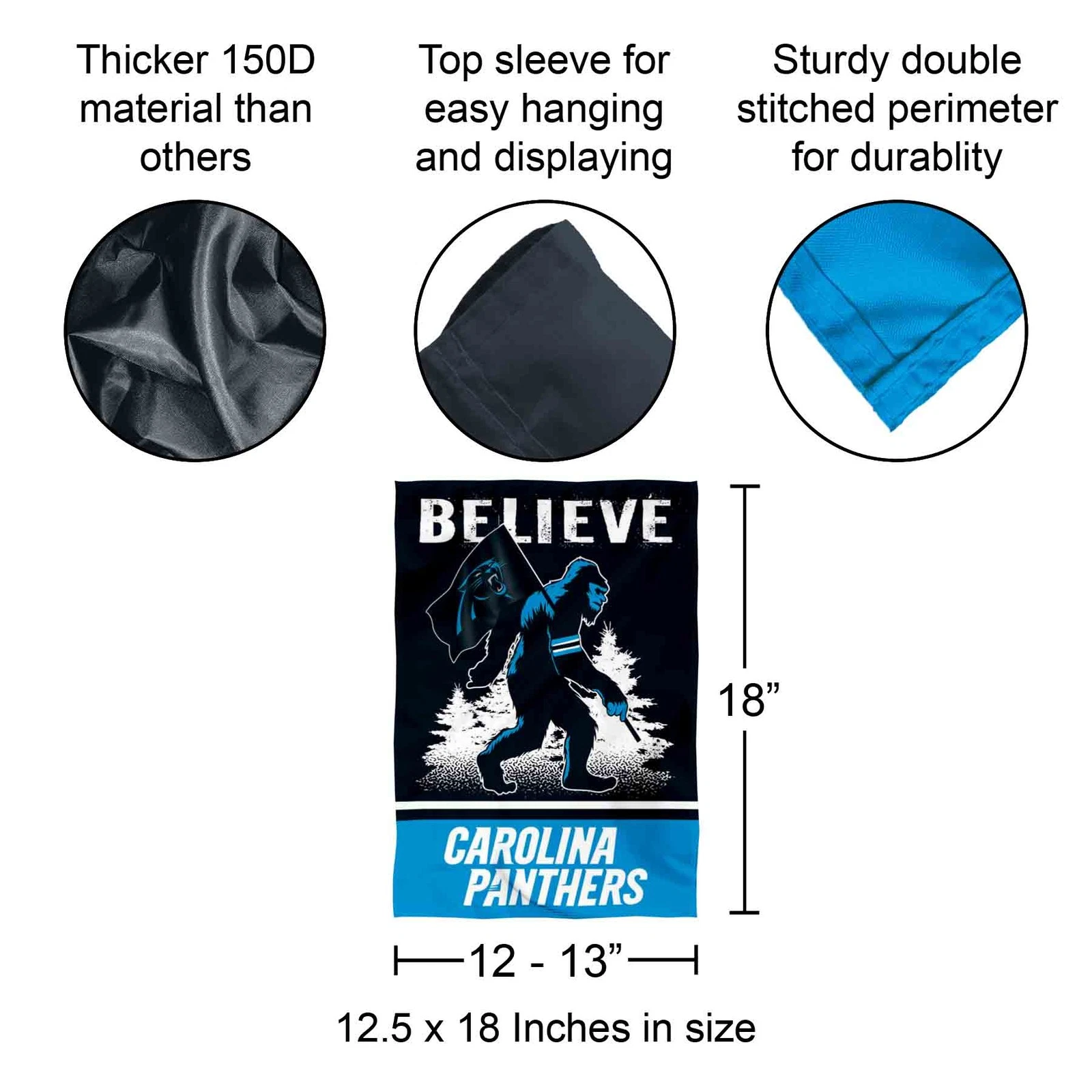Carolina Panthers Bigfoot Sasquatch Believe Garden Yard Banner Flag