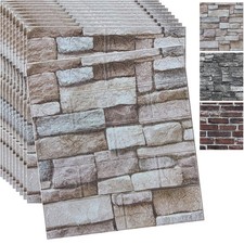 10PCS 3D Peel and Stick Wall Panels - Faux Brick Stone Wallpaper, Self-Adhesiv