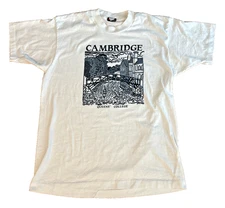Vintage 1985 Queens' College Cambridge T-Shirt Screen Stars L USA Made
