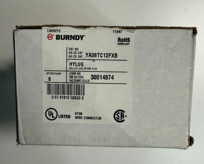 Burndy YA38TC12FXB 1/2'' Compression Terminal, Pink Color Code 1 Box 6 Each