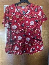 Women  s Rudolph The Red Nosed Reindeer Scrubs Top Size XL