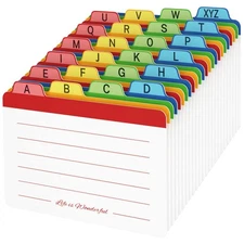 24 Pack 3x5 Inch Index Card Dividers Alphabetical Tabbed Index Cards for Files