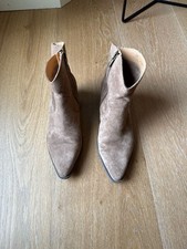 Crown Vintage Suede Pointed Toe Ankle Booties in Taupe