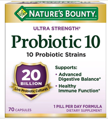 Nature's Bounty Ultra Strength Probiotic 10, 70 Caps (20 Billion CFU) Exp. 11/27