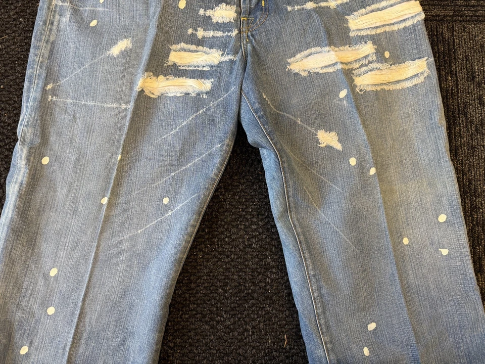 Von Dutch Jeans Hombres 36 Azul Grasador Compton Parche Y2K Flying Fire Eyeball Foto 3 de 4