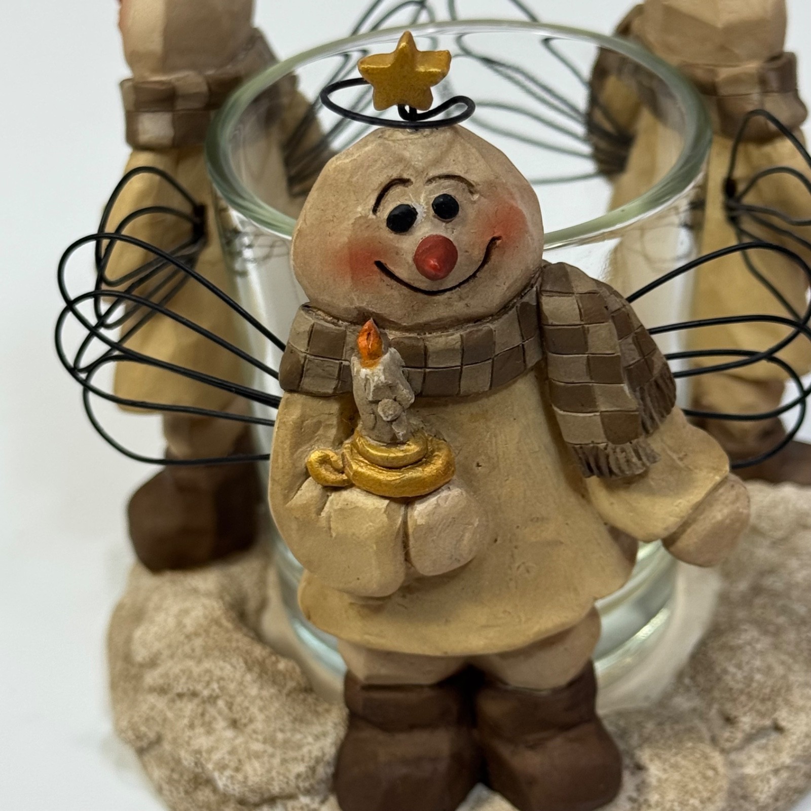 Blossom Bucket Suzi Skoglund Snowman Angel Votive Candle Holder Signed