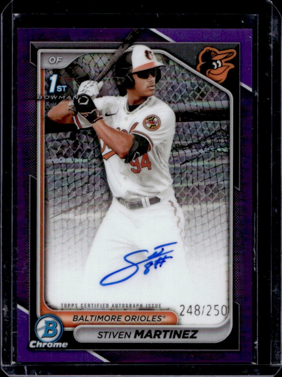 2024 Bowman Chrome Stiven Martinez Auto Purple Refractor 1st #248/250