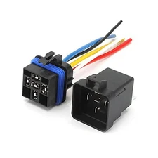 Paquete de 1 relé impermeable con arnés, SPDT de 5 pines 12V 40/30 AMP, cables 