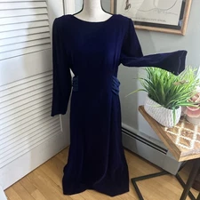Vintage Talbots Dress Womens 16 Deep Purple Velvet Gown Gothic Evening Glam