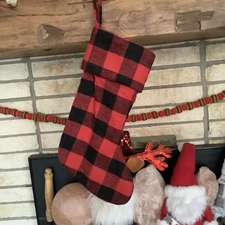 Kirklands Home Christmas Stocking red, black, buffalo plaid