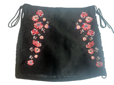 Vintage Authentic Y2K Embroidered Lace Up Grunge Goth Whimsygoth Skirt Size 8