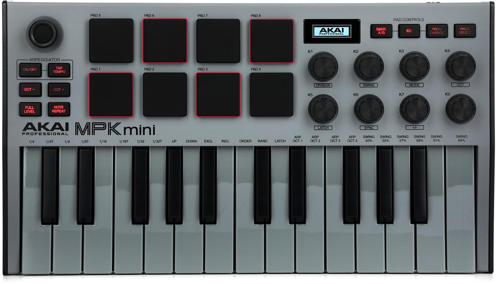 25-клавишная клавиатура-контроллер Akai Professional MPK Mini MK III — серый