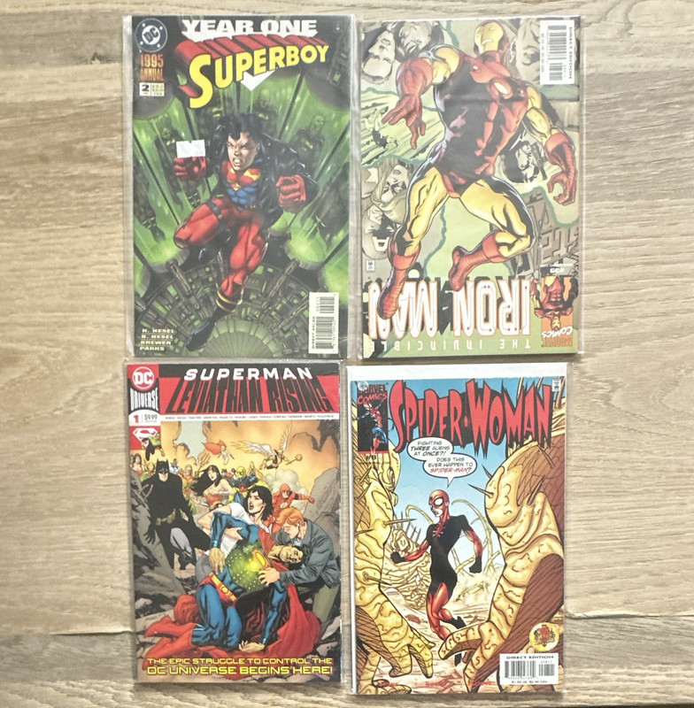 DC Comics & Marvel Mixed Comic Lot: Superboy, Batman, Wolverine, Injustice #1