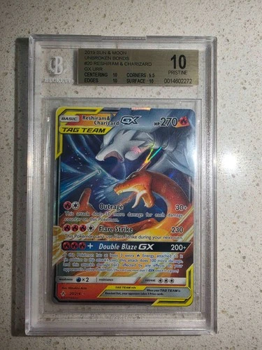 Charizard & Reshiram GX 20/214 Unbroken Bonds BGS 10