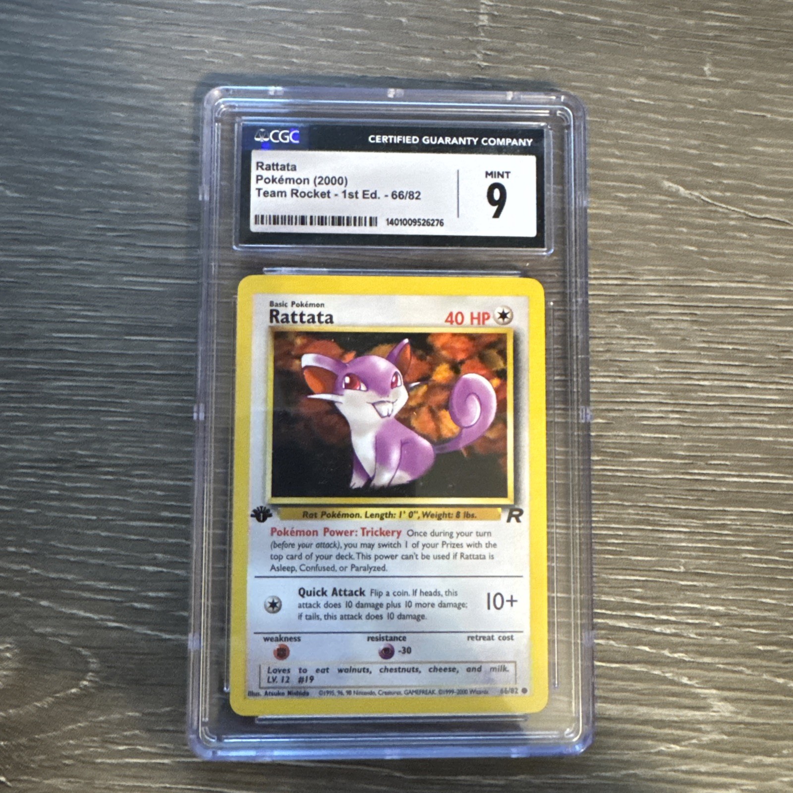 CGC 9 MINT Rattata Team Rocket 1st Edition 66/82 Pokemon Card psa