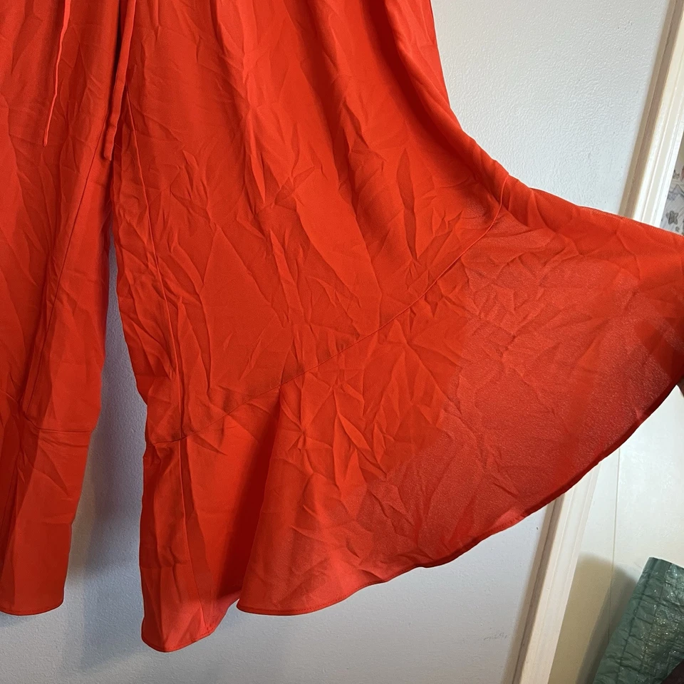 Pantalones de pierna ancha Rachel Roy para mujer Giorgia talla 1X rojo radiante bolsillos con volantes boho Foto 3 de 4