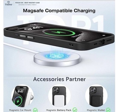 Thomo Strong Magnetic for iPhone 15 Pro Max Case Anti-Fingerprint Protecti