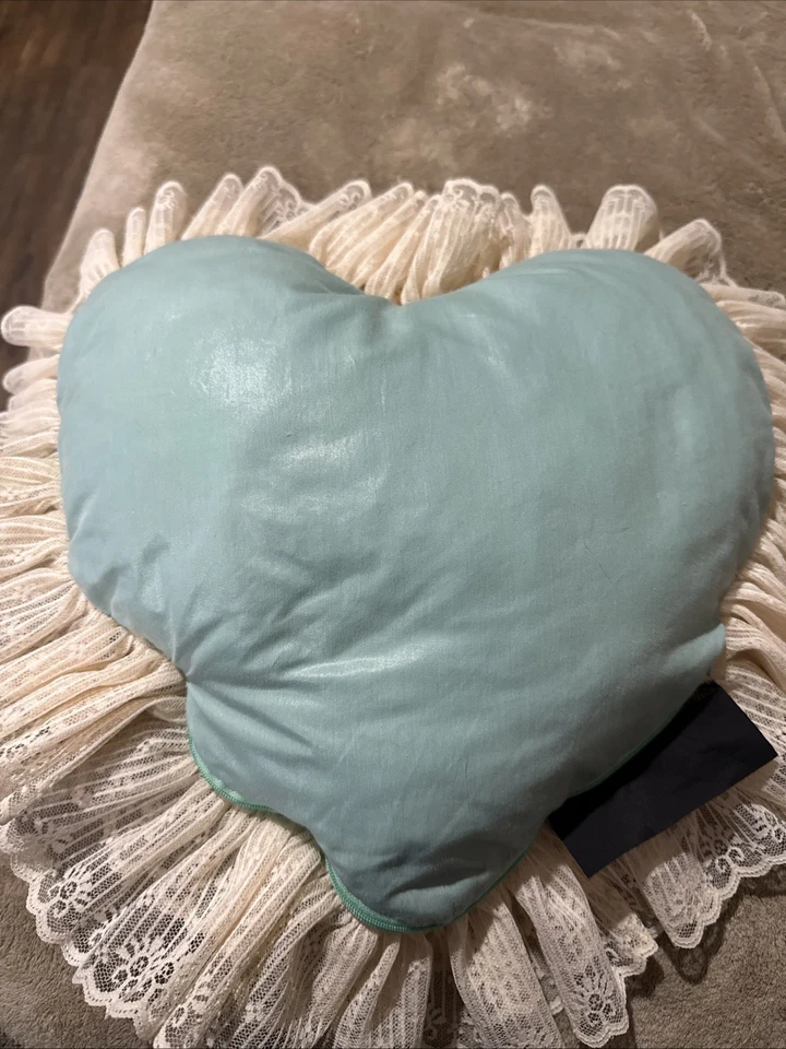 Laurelwood Designs Los Angeles Blue Accent Pillow With A Cream Lace - Image 2 of 3