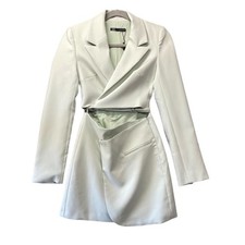 Zara Pastel Green Blazer Mini Asymmetrical Dress Sz XS