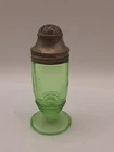 Vintage Hazel Atlas Green Depression Glass Shaker with Lid Uranium Glows