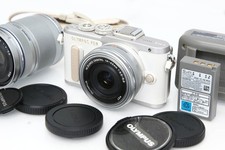 Olympus PEN E-PL8 EZ Double Zoom Kit White Mirrorless Camera Tested Near Mint