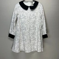 Disney Mickey Mouse Line Drawing Peter Pan Collar Dress B&W Cotton Girls Size 13