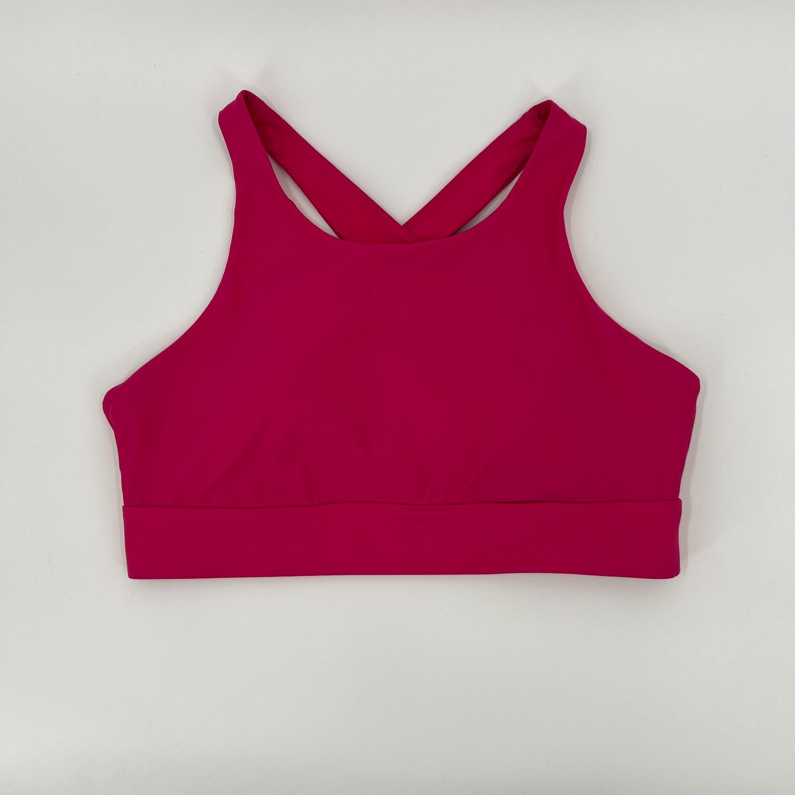 Fabletics Womens Large Pink Cross Back Sports Bra with Removable Pads-image