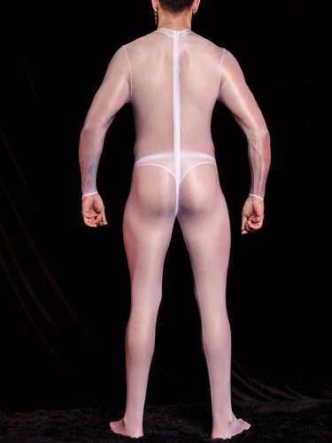 Men's Mesh Sheer Stretchy Bodystocking Long Sleeve Full Body Bodysuit Underwear - Picture 14 of 46