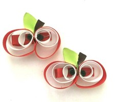 Apple Inspired Set of Pig Tail hair bows