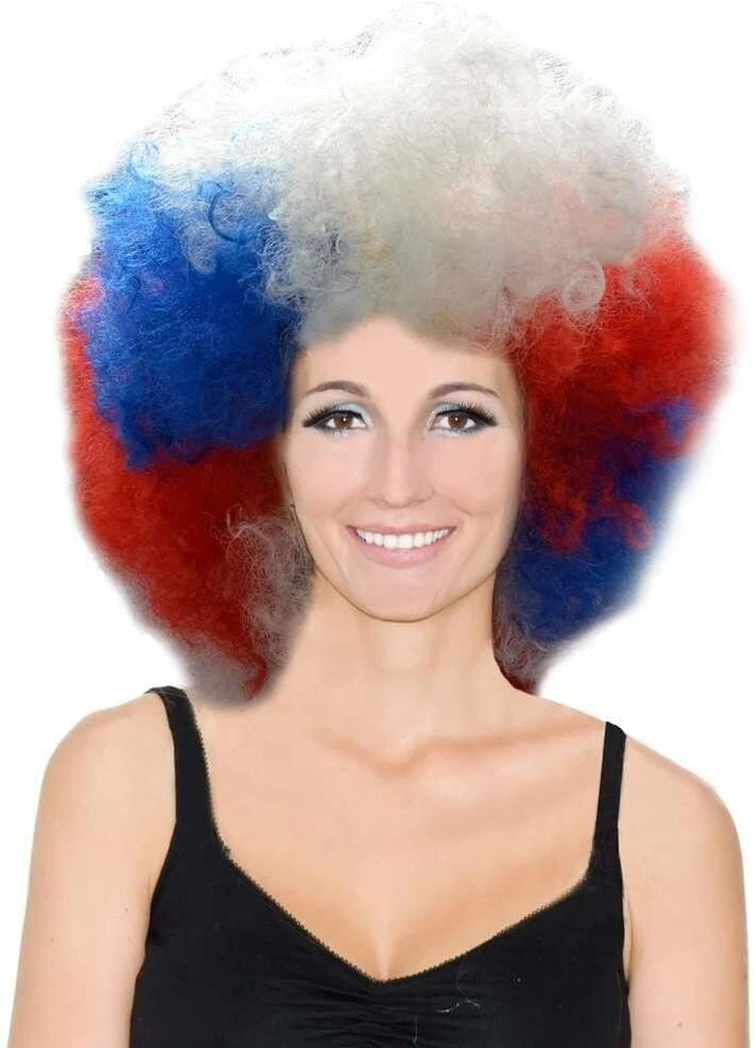 WIDMANN Perruque Big Afro Tricolore Equipe France NEUF