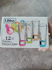 11 Vintage Crisa Libbey Whiskey/Tequila Tall Shooters Thick Bottom Colored 2oz.