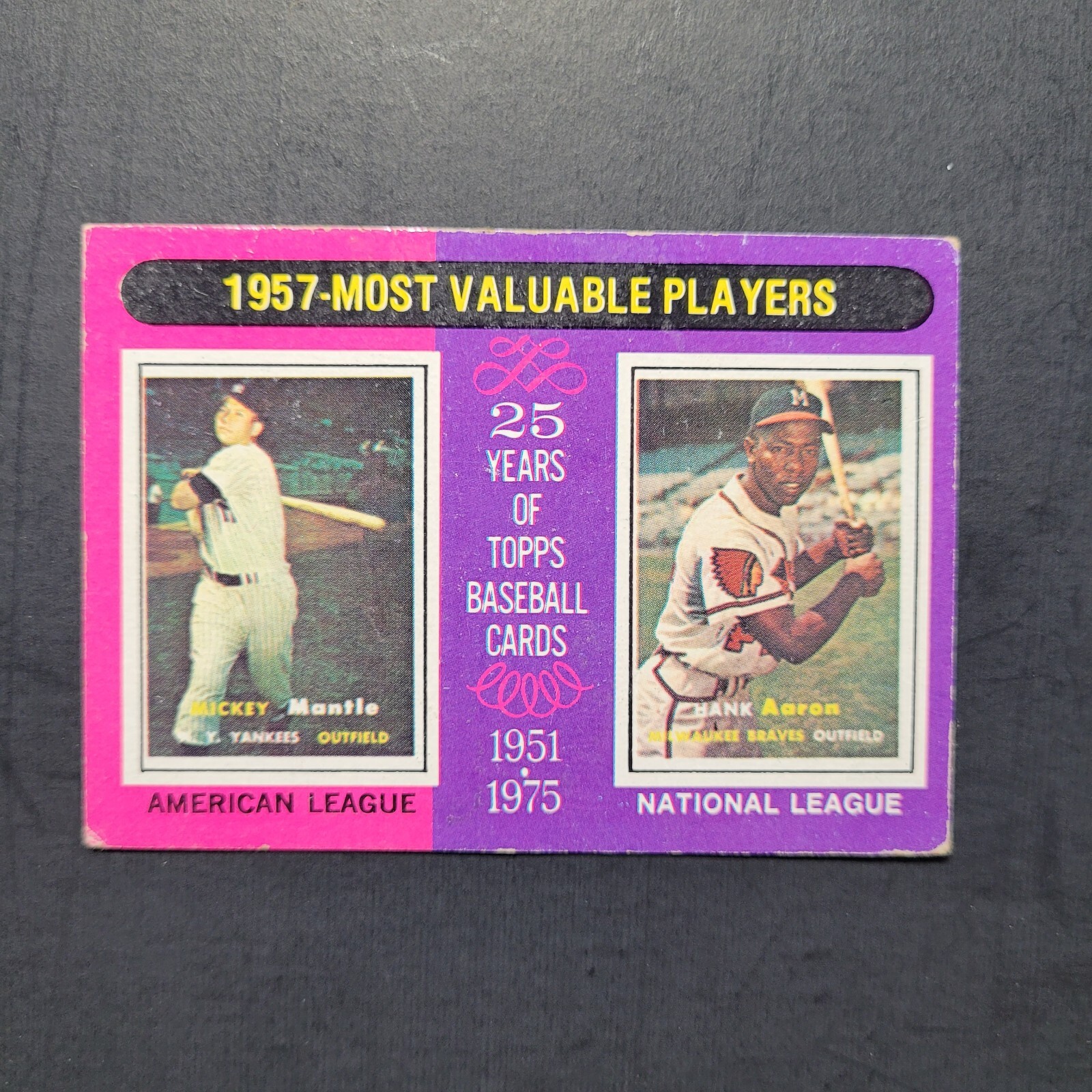1975 Topps 195 Hank Aaron, Mickey Mantle 1957 MVP Baseball Card eBay