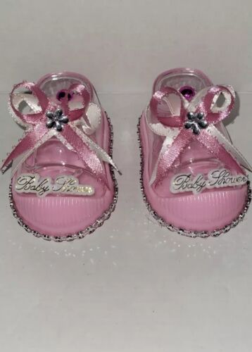 12 Baby Dusche Party Gefälligkeiten Schuh Stiefel rosa Schuh dekoriert Souvenirs für Baby - Bild 1 von 6